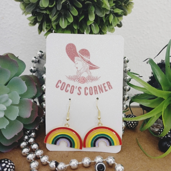 Fun colorful rainbow lgbtq pride dangle earrings - Picture 2 of 8